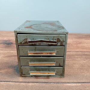 Vintage Storage Cabinet Metal 3 Drawers Rusty Industrial Office Retro